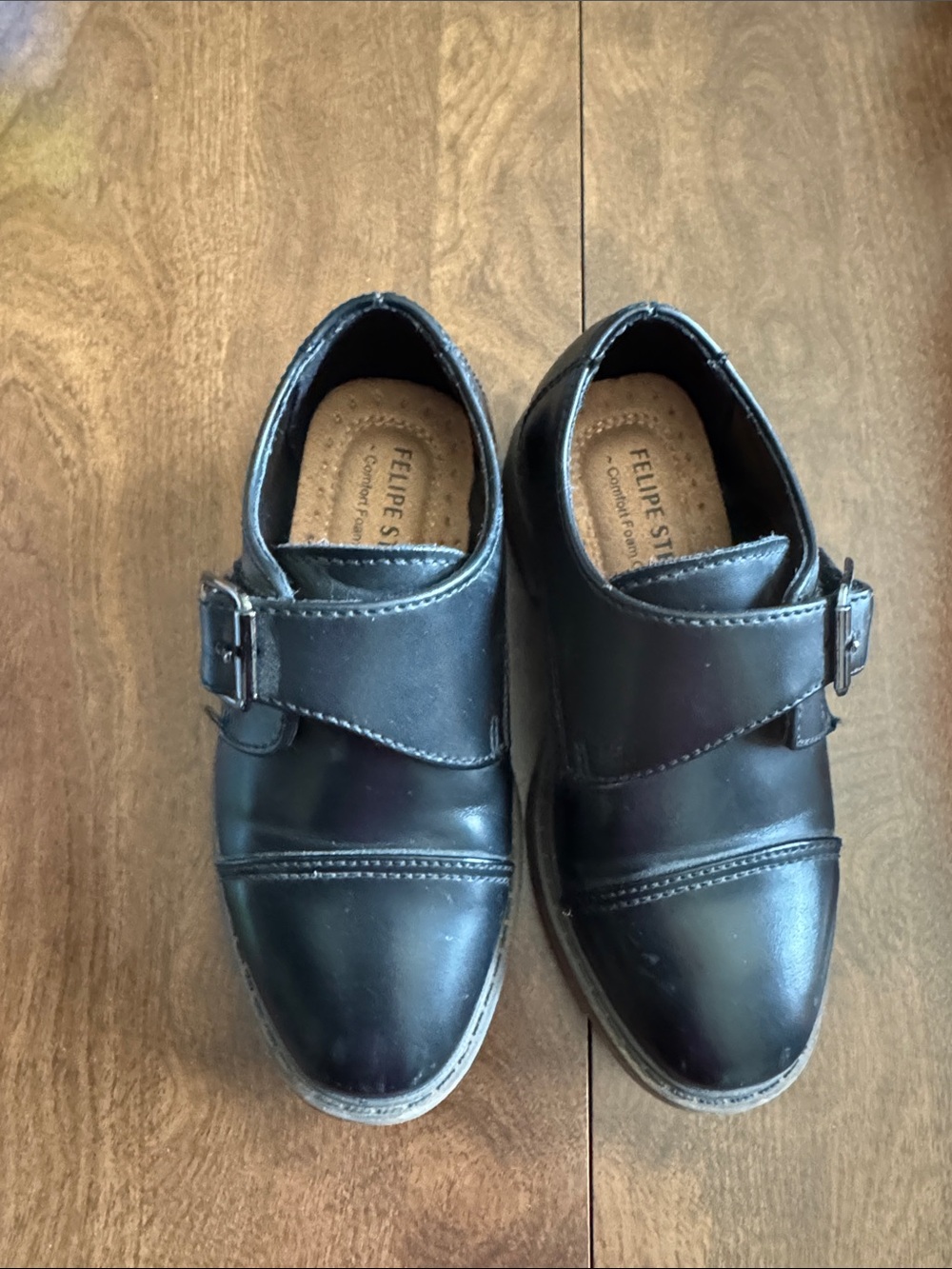 Kids Black Monk Strap Dress Shoes